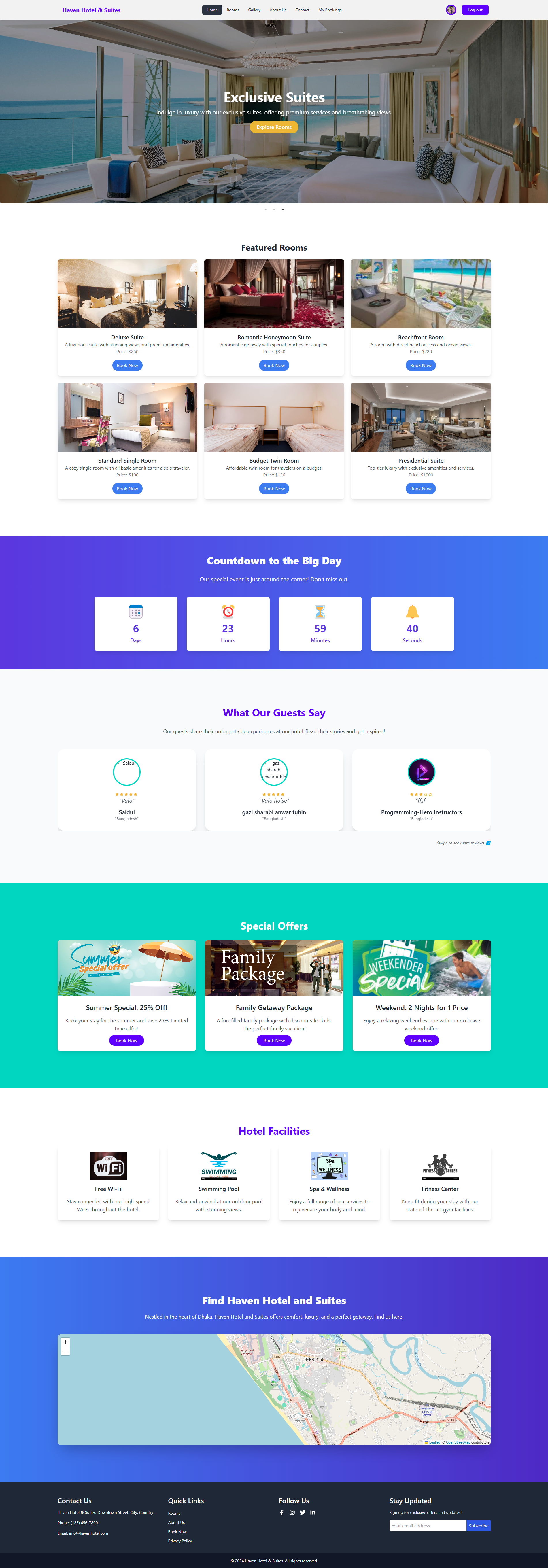 Haven Hotel & Suites: A Hotel Booking Website